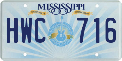 MS license plate HWC716