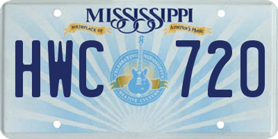 MS license plate HWC720