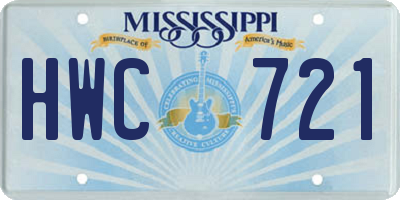 MS license plate HWC721