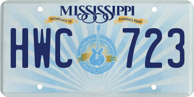 MS license plate HWC723