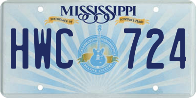MS license plate HWC724