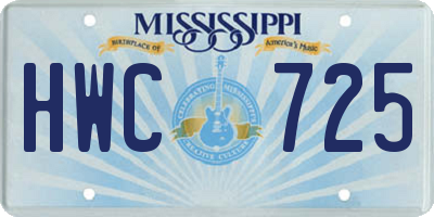 MS license plate HWC725