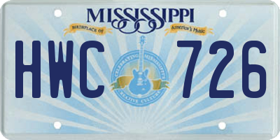 MS license plate HWC726