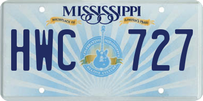 MS license plate HWC727