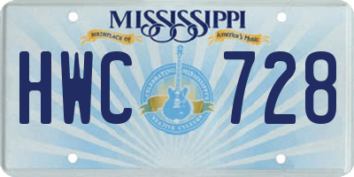 MS license plate HWC728
