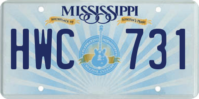 MS license plate HWC731