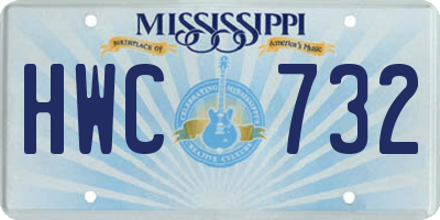 MS license plate HWC732