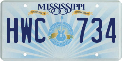 MS license plate HWC734