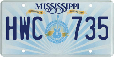 MS license plate HWC735