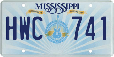 MS license plate HWC741