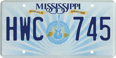 MS license plate HWC745