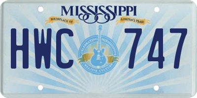 MS license plate HWC747