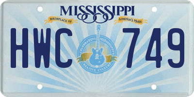 MS license plate HWC749