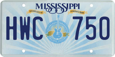 MS license plate HWC750