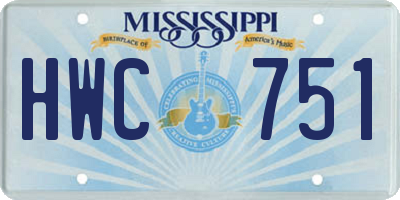 MS license plate HWC751