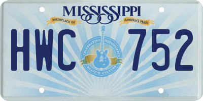 MS license plate HWC752