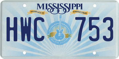 MS license plate HWC753