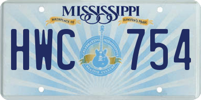 MS license plate HWC754