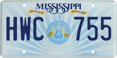 MS license plate HWC755