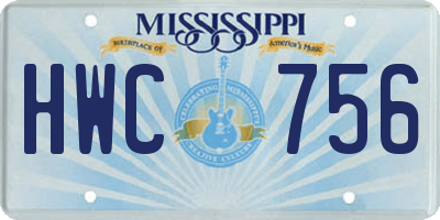 MS license plate HWC756