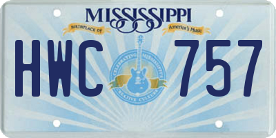MS license plate HWC757