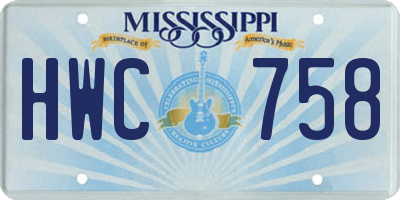 MS license plate HWC758