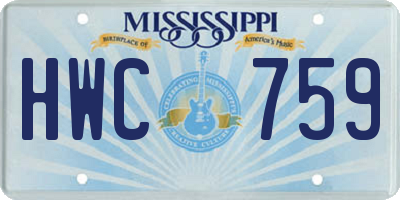 MS license plate HWC759