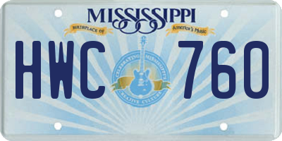 MS license plate HWC760