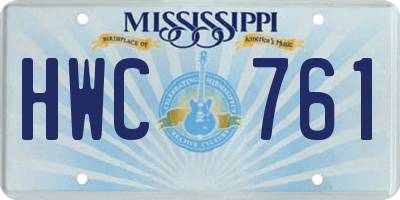 MS license plate HWC761