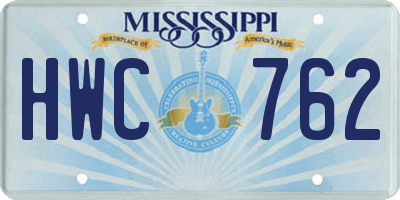 MS license plate HWC762