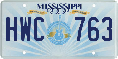 MS license plate HWC763