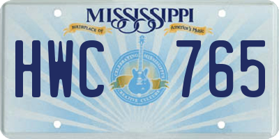 MS license plate HWC765