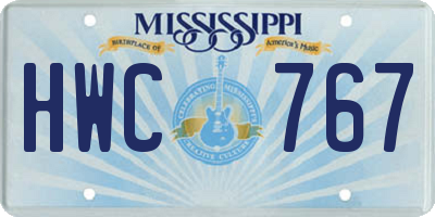 MS license plate HWC767
