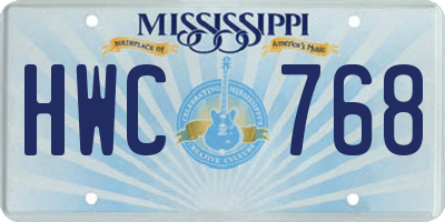 MS license plate HWC768