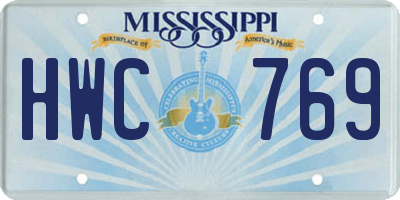 MS license plate HWC769