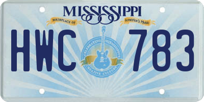 MS license plate HWC783