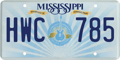 MS license plate HWC785