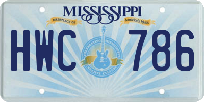 MS license plate HWC786