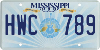 MS license plate HWC789