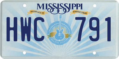MS license plate HWC791