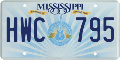 MS license plate HWC795