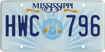 MS license plate HWC796