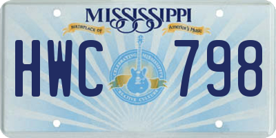 MS license plate HWC798