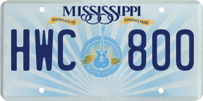 MS license plate HWC800