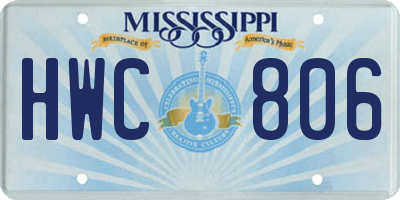 MS license plate HWC806