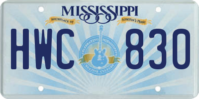 MS license plate HWC830