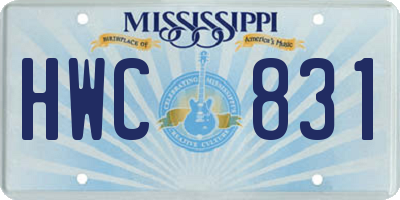 MS license plate HWC831
