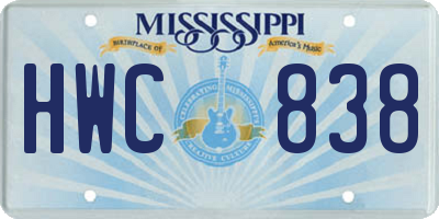 MS license plate HWC838