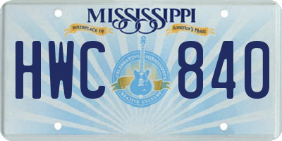 MS license plate HWC840