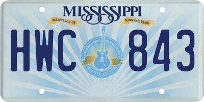 MS license plate HWC843